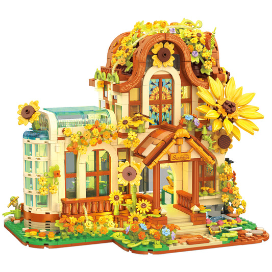 JIESTAR Sunflower Flower Shop [Including Lighting Accessories] Built-In Ag3 Button Batteries * 4 Pieces Building Block Set - JJ9204-白底.jpg