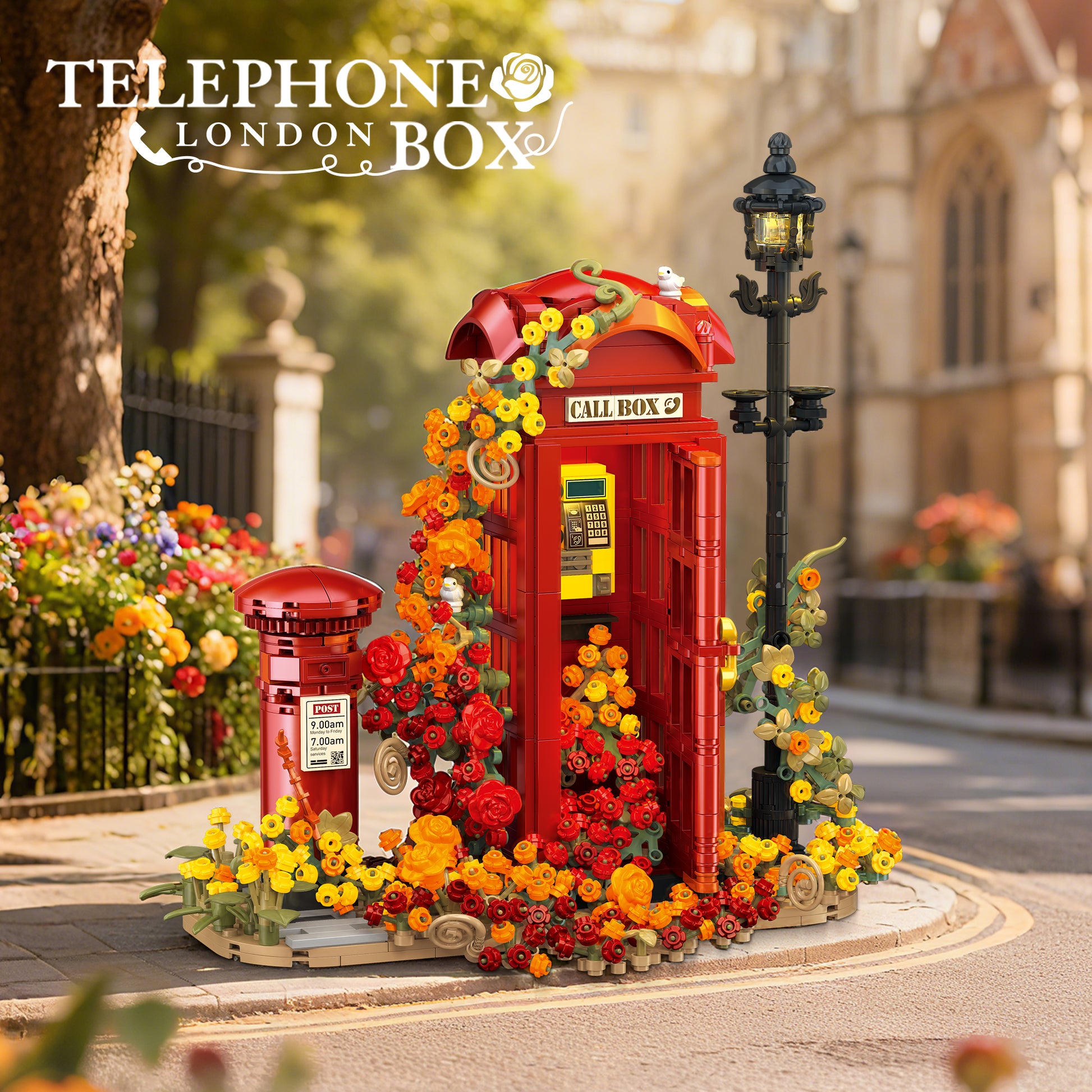 JIESTAR Retro British Red Telephone Booth [Including Lighting Accessories] Building Block Set - JJ9207-1.jpg
