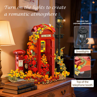 JIESTAR Retro British Red Telephone Booth [Including Lighting Accessories] Building Block Set - JJ9207-4.jpg