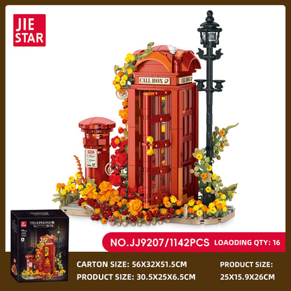 JIESTAR Retro British Red Telephone Booth [Including Lighting Accessories] Building Block Set SKU image - JJ9207-sku.jpg