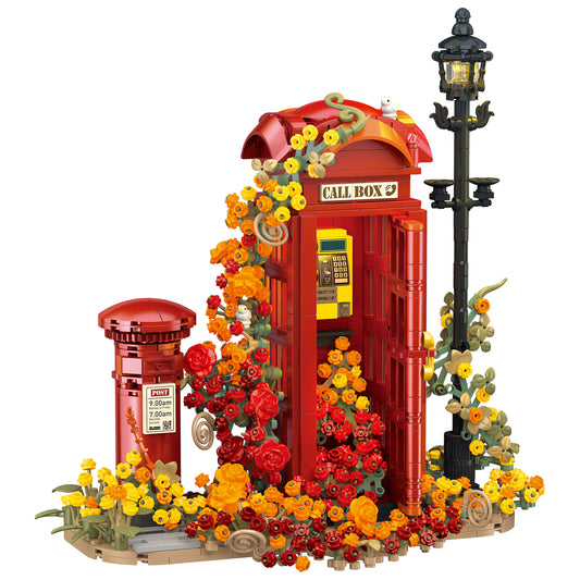 JIESTAR Retro British Red Telephone Booth [Including Lighting Accessories] Building Block Set - JJ9207-白底.jpg