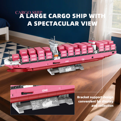 JIESTAR Pink Freighter-One Container Ship Building Block Set - JJ9217-2.jpg