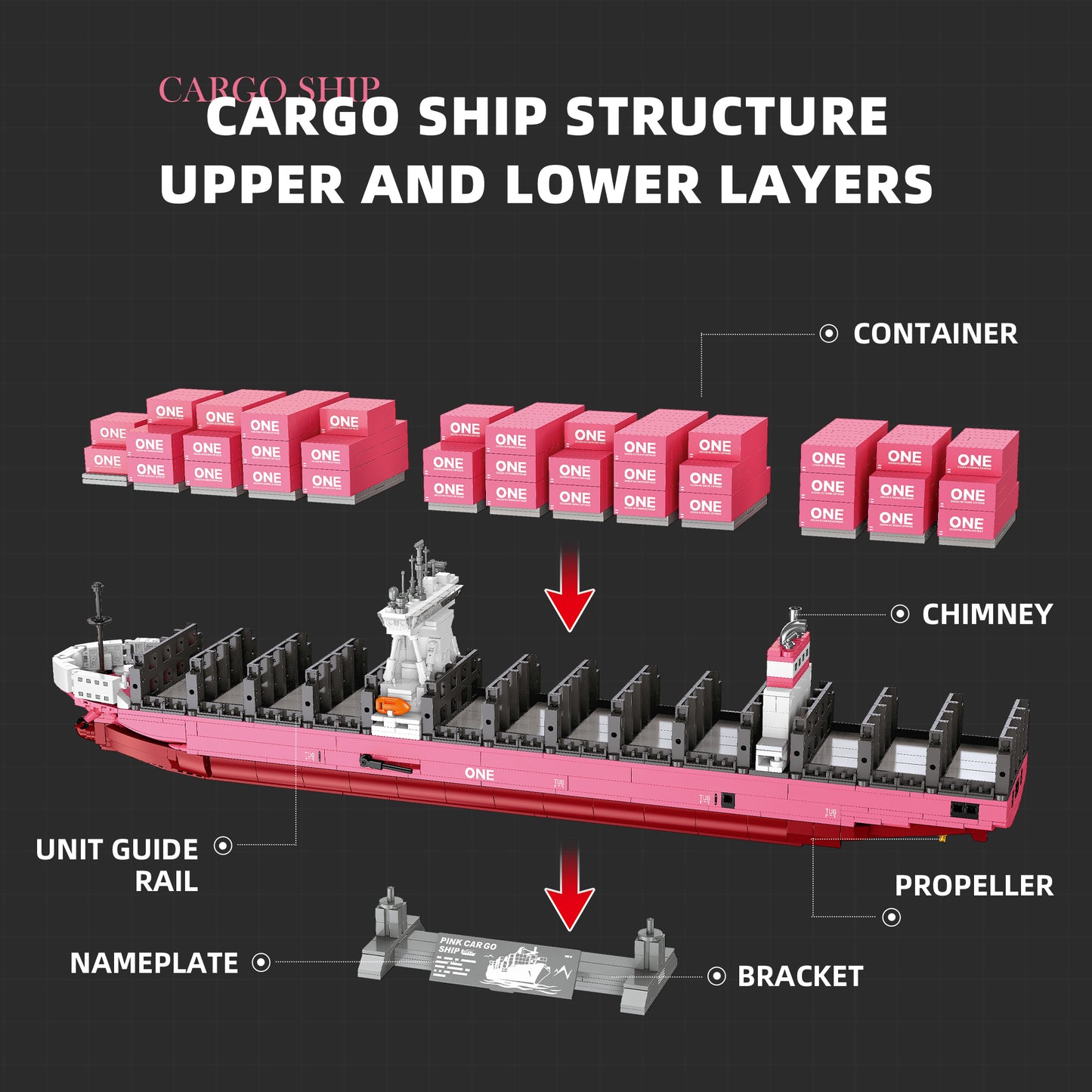 JIESTAR Pink Freighter-One Container Ship Building Block Set - JJ9217-3.jpg