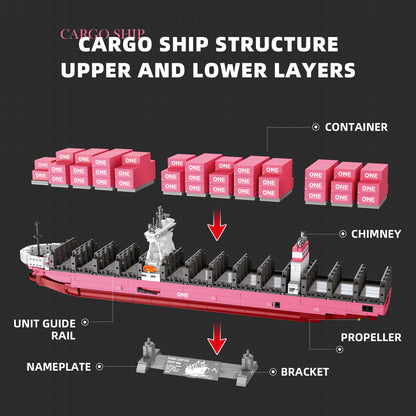 JIESTAR Pink Freighter-One Container Ship Building Block Set - JJ9217-3.jpg