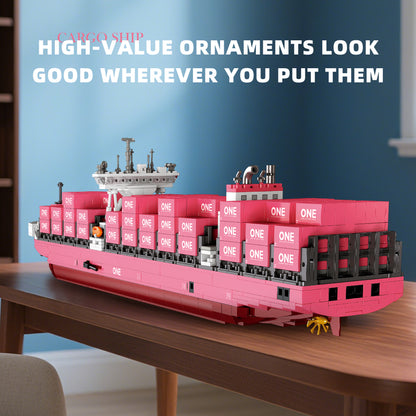 JIESTAR Pink Freighter-One Container Ship Building Block Set - JJ9217-4.jpg