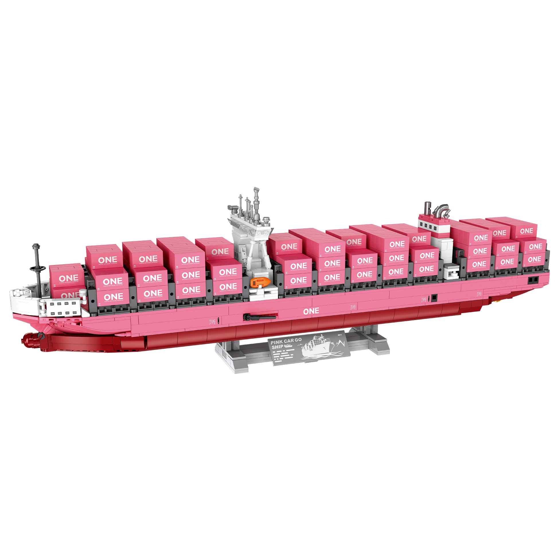 JIESTAR Pink Freighter-One Container Ship Building Block Set - JJ9217-白底.jpg