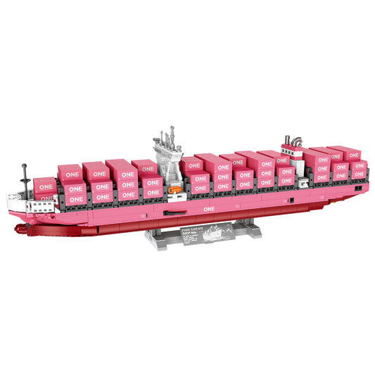 JIESTAR Pink Freighter-One Container Ship Building Block Set - JJ9217-白底.jpg