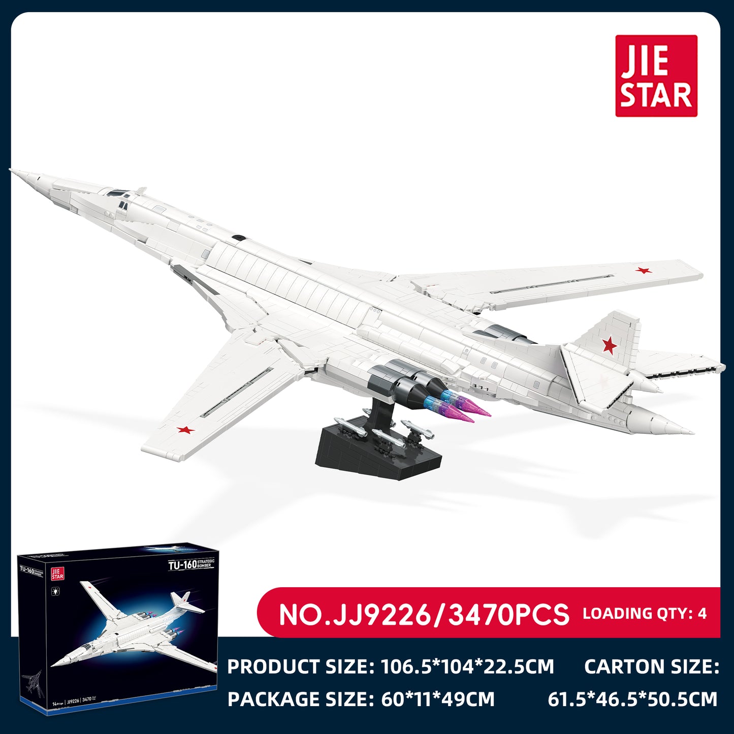 JIESTAR Tu-160 Bomber [Including Lighting Accessories] Building Block Set SKU image - JJ9226-sku.jpg