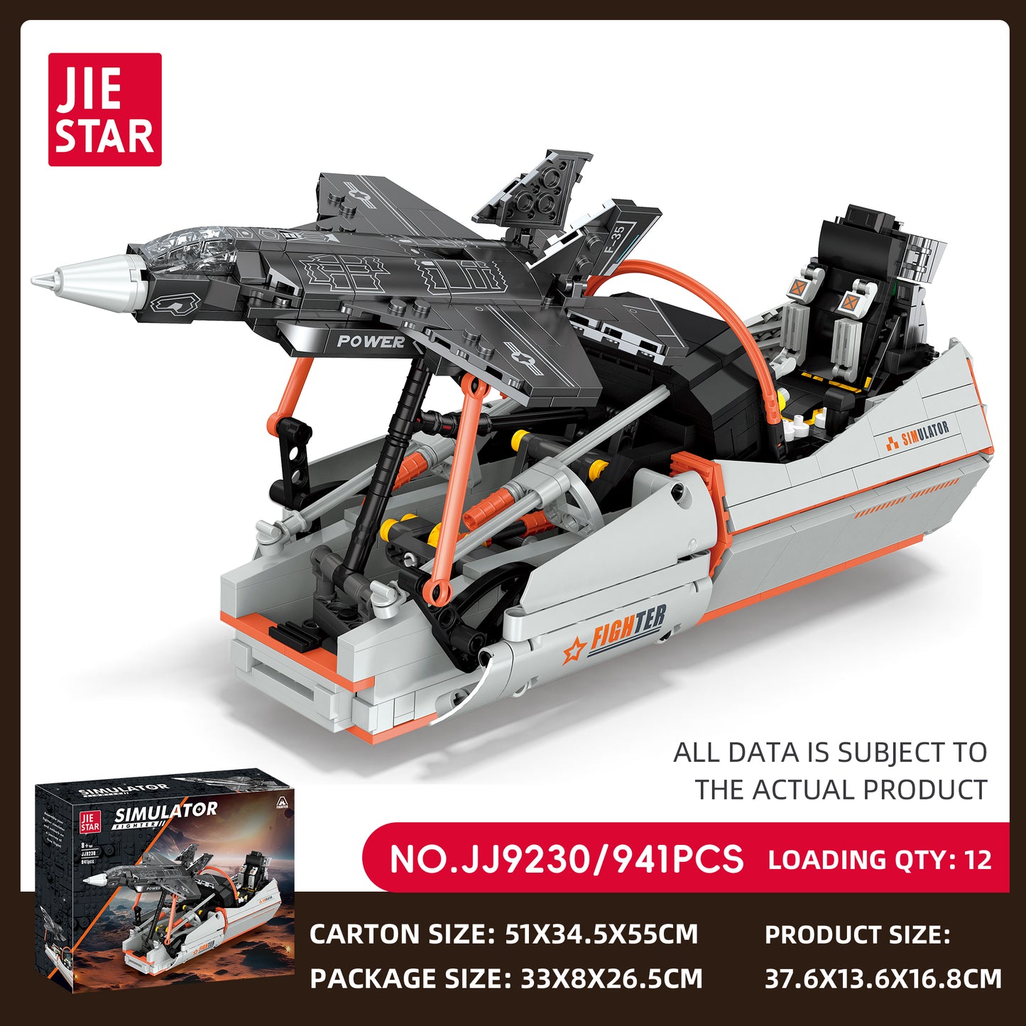 JIESTAR F35 Fighter Jet Simulator Building Block Set SKU image - JJ9230-sku.jpg