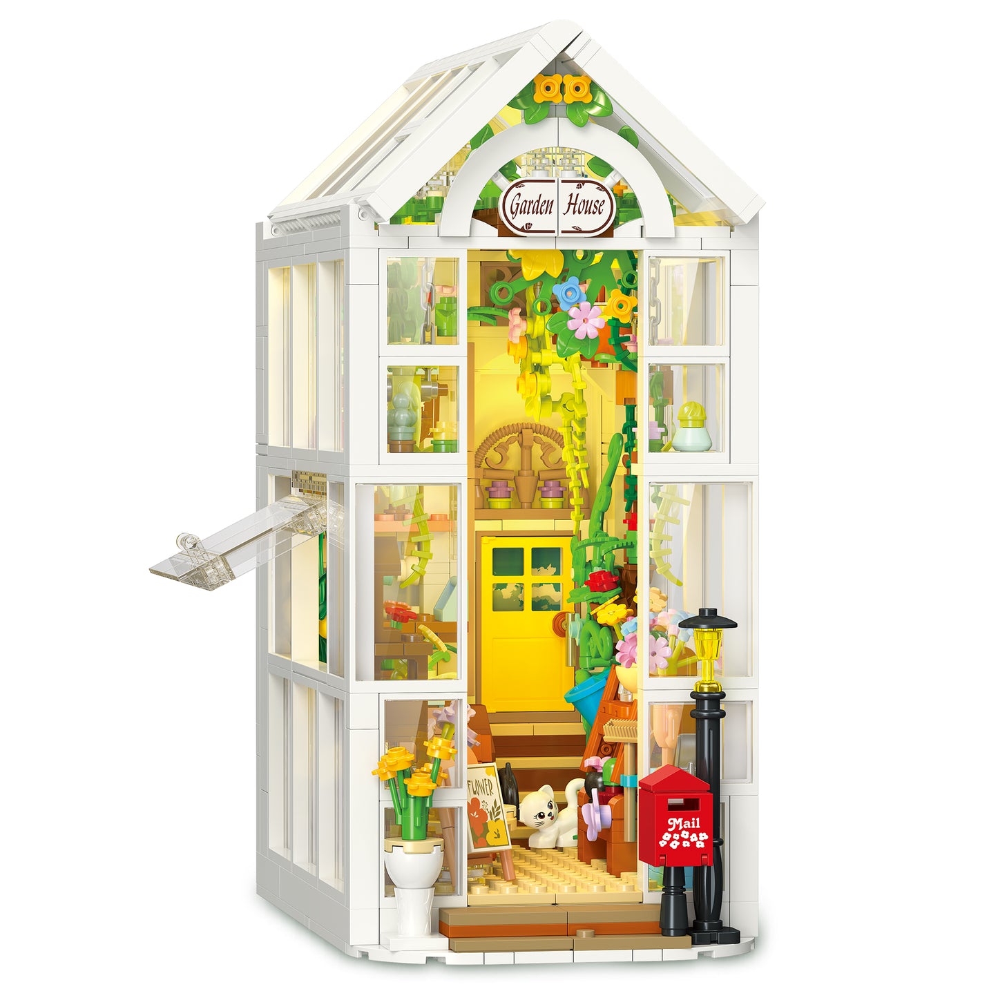 JIESTAR Flower Greenhouse Bookend [Including Lighting Set] Building Block Set - JJ9231-白底.jpg