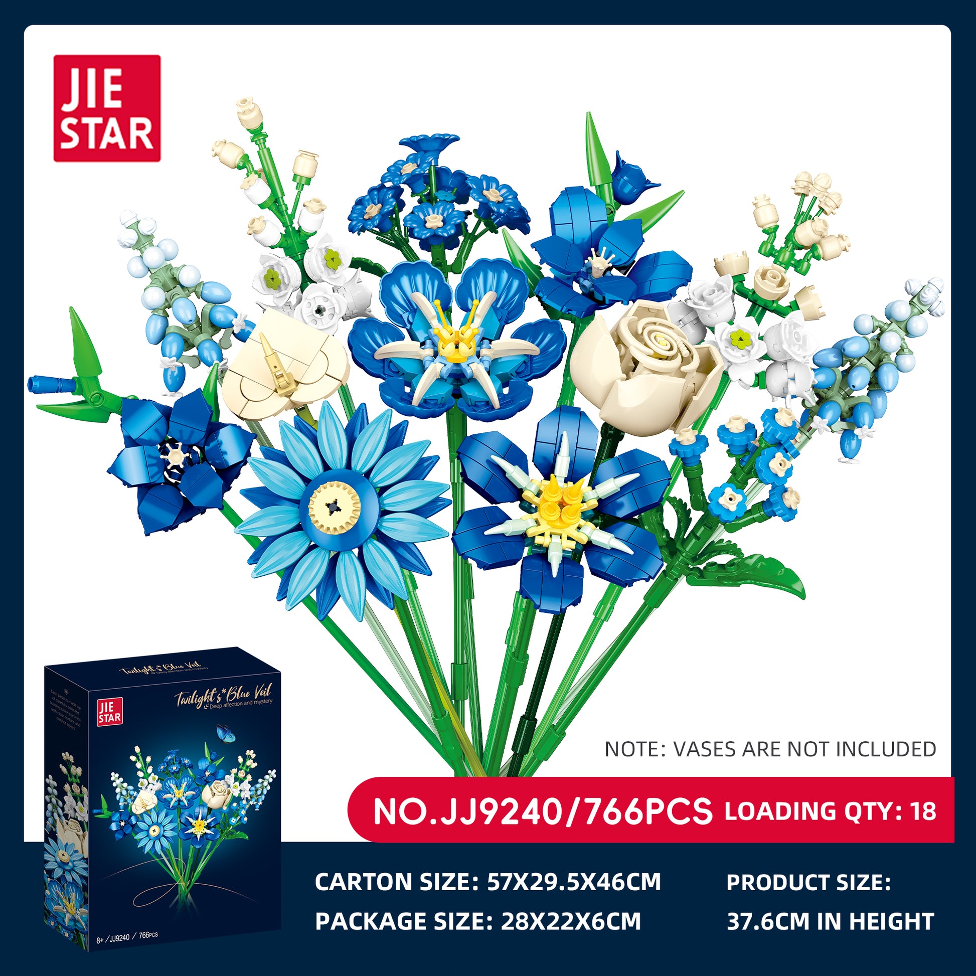 JIESTAR Midnight Blue Tulips Building Block Set SKU image - JJ9240-sku.jpg