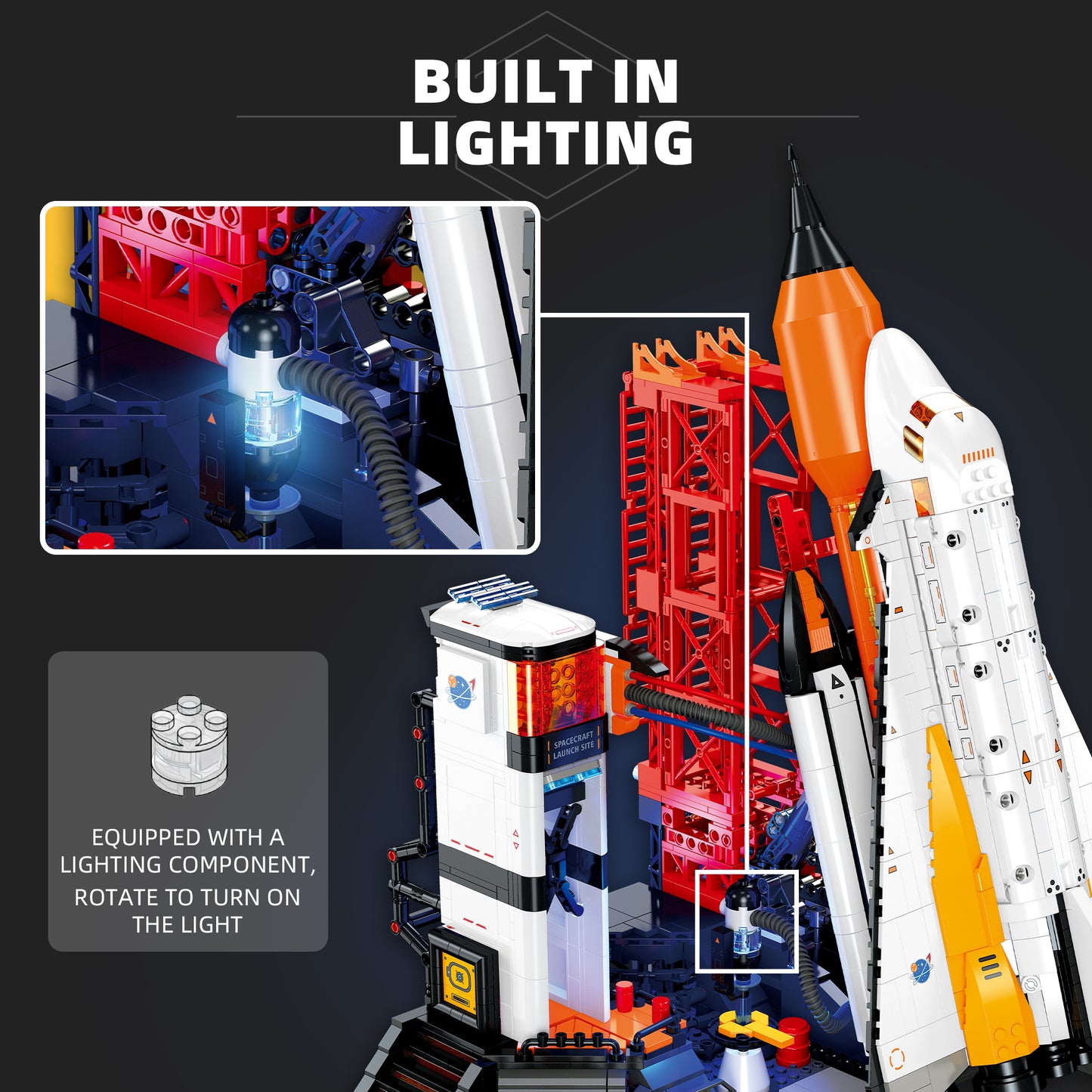 JIESTAR Space Launch Site [Including Lighting Accessories] Built-In Ag3 Button Battery *2 Building Block Set - JJ9247-4.jpg
