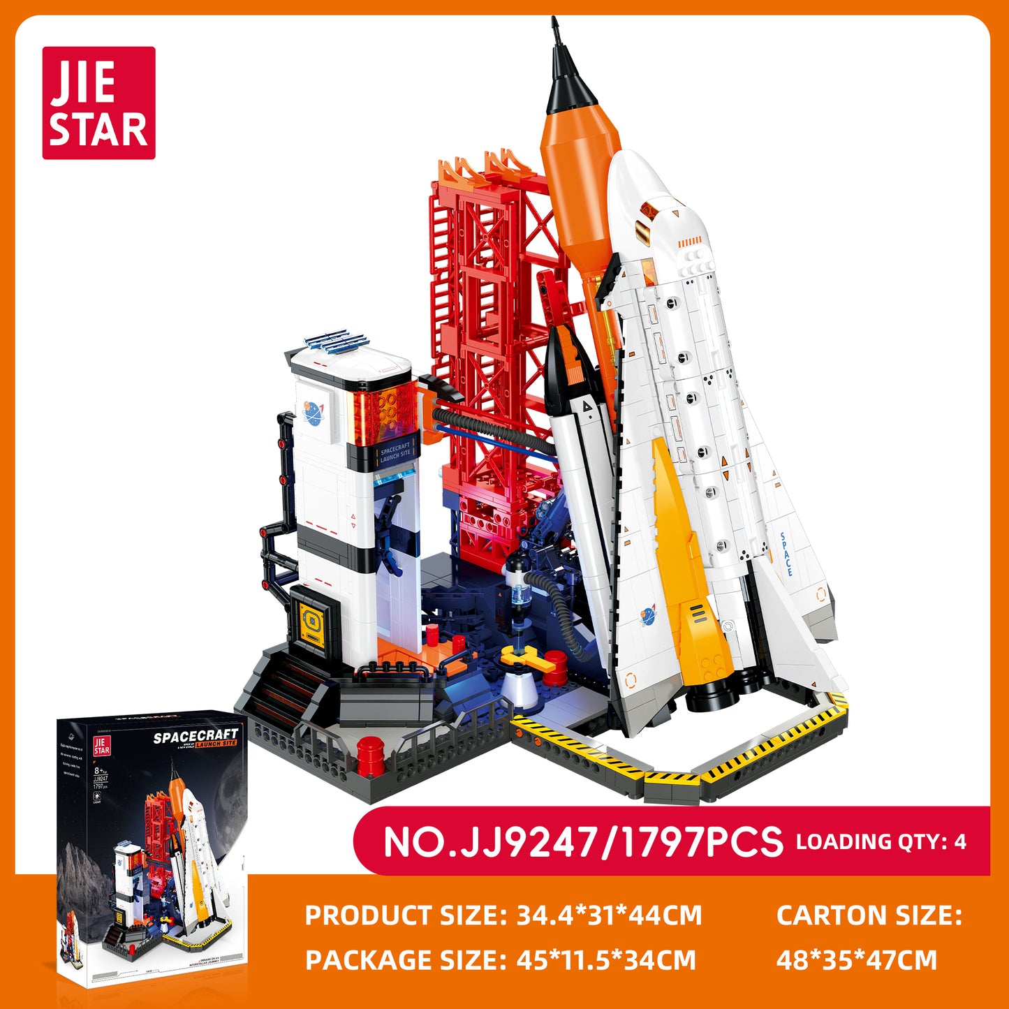 JIESTAR Space Launch Site [Including Lighting Accessories] Built-In Ag3 Button Battery *2 Building Block Set SKU image - JJ9247-sku.jpg