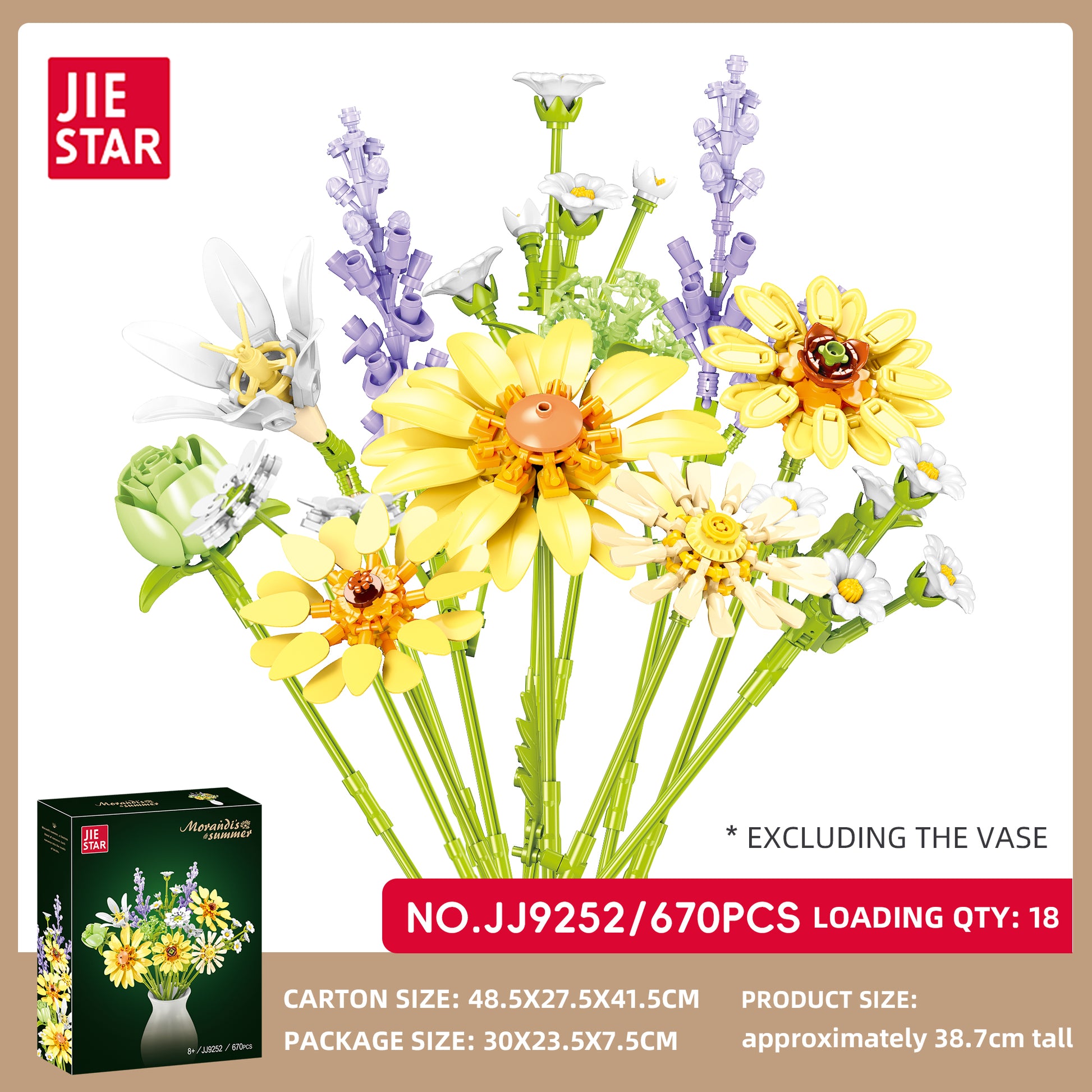 JIESTAR Morandi's Summer Flower Bouquet Building Set SKU image - JJ9252-sku.jpg