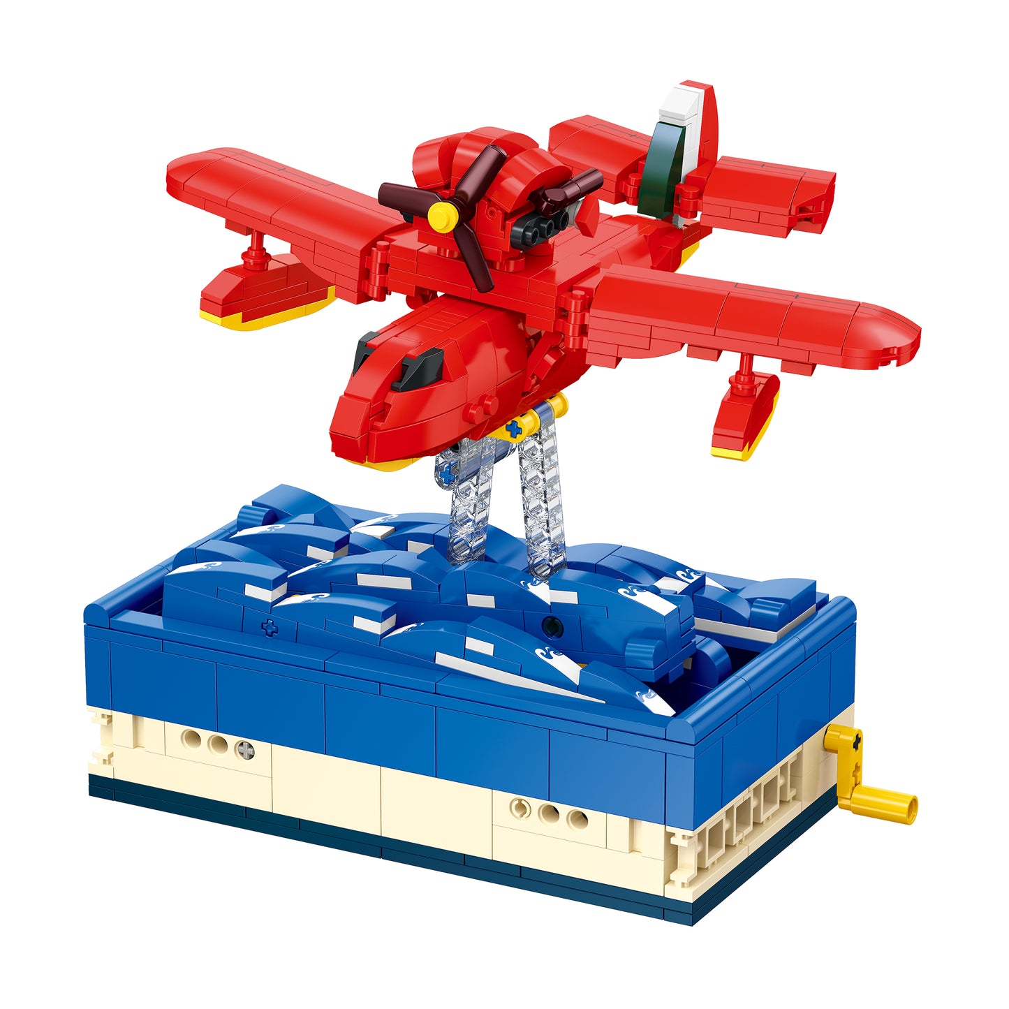 JIESTAR Red Seaplane Aircraft Building Block Set - JJ9255-白底.jpg