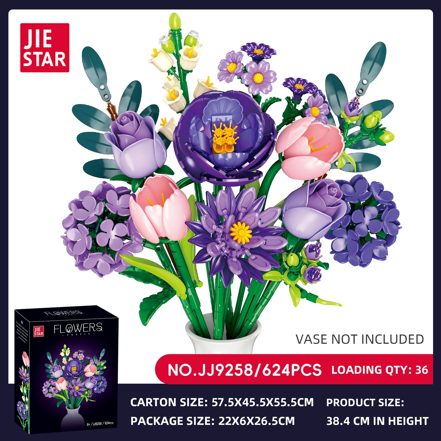 JIESTAR Purple Bouquet Building Block Set SKU image - JJ9258-sku.jpg