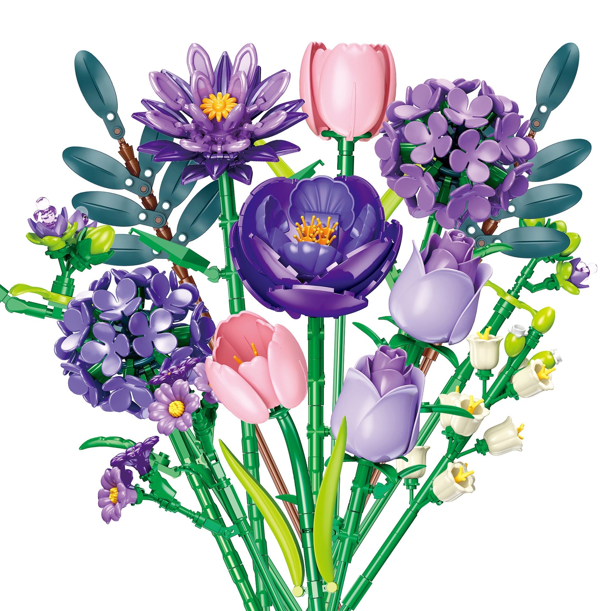 JIESTAR Purple Bouquet Building Block Set - JJ9258-白底.jpg