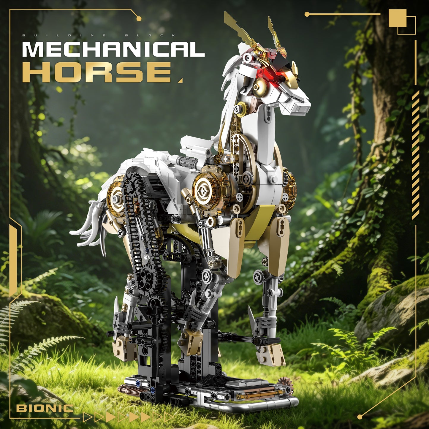 JIQI Mechanical Horse Display Model Kit JQ1167 - JQ1167-1.jpg
