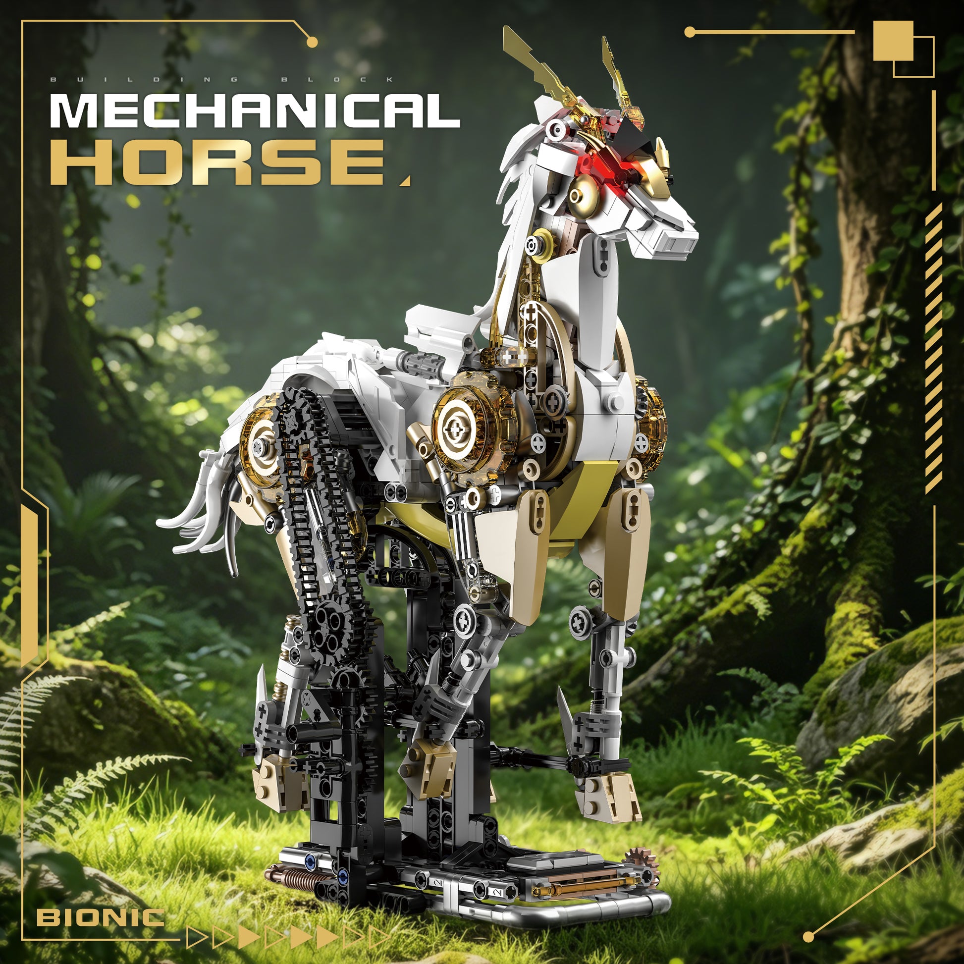 JIQI Mechanical Horse Display Model Kit JQ1167 - JQ1167-1.jpg