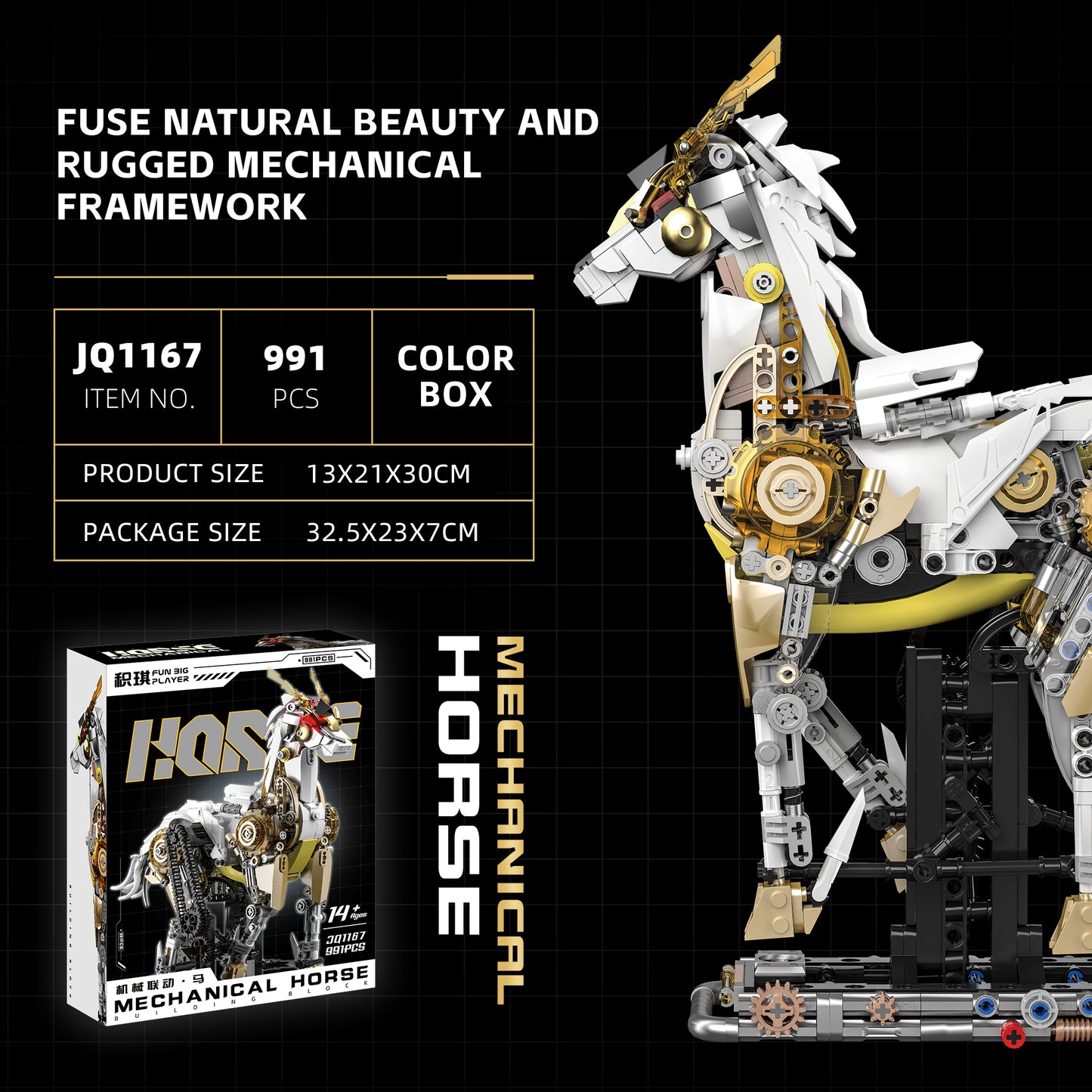 JIQI Mechanical Horse Display Model Kit JQ1167 - JQ1167-2.jpg
