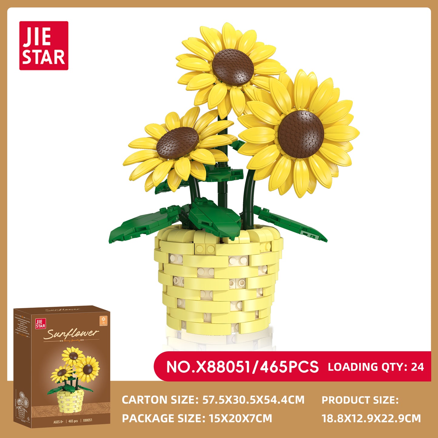 JIESTAR Sunflower Bonsai Building Block Set SKU image - X88051-sku.jpg