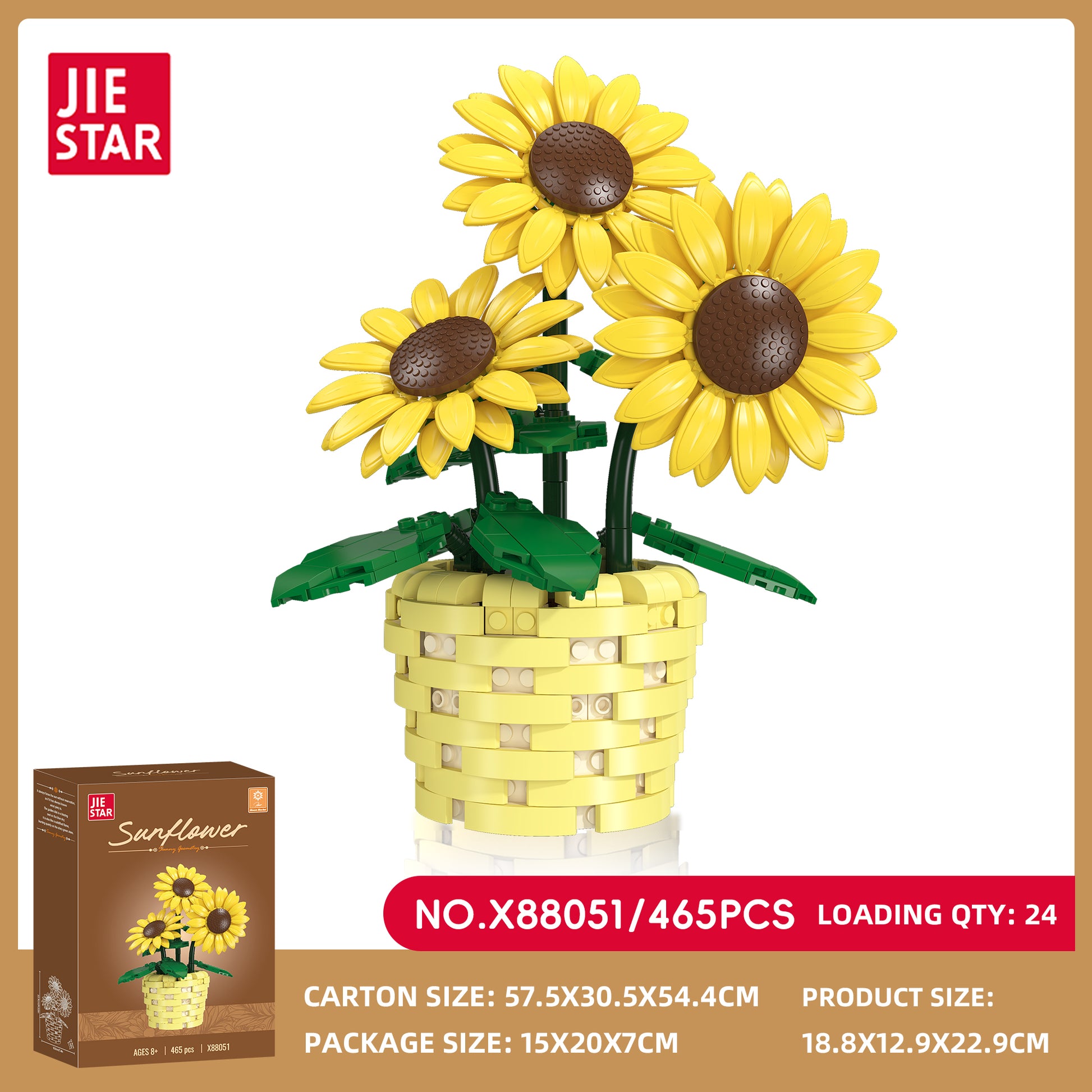 JIESTAR Sunflower Bonsai Building Block Set SKU image - X88051-sku.jpg