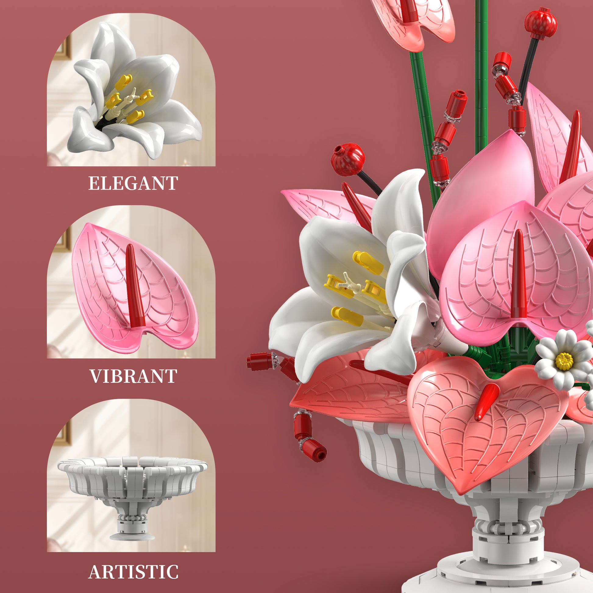 JIESTAR Heartfelt Bloom Flower Arrangement Building Set - X88055-4.jpg