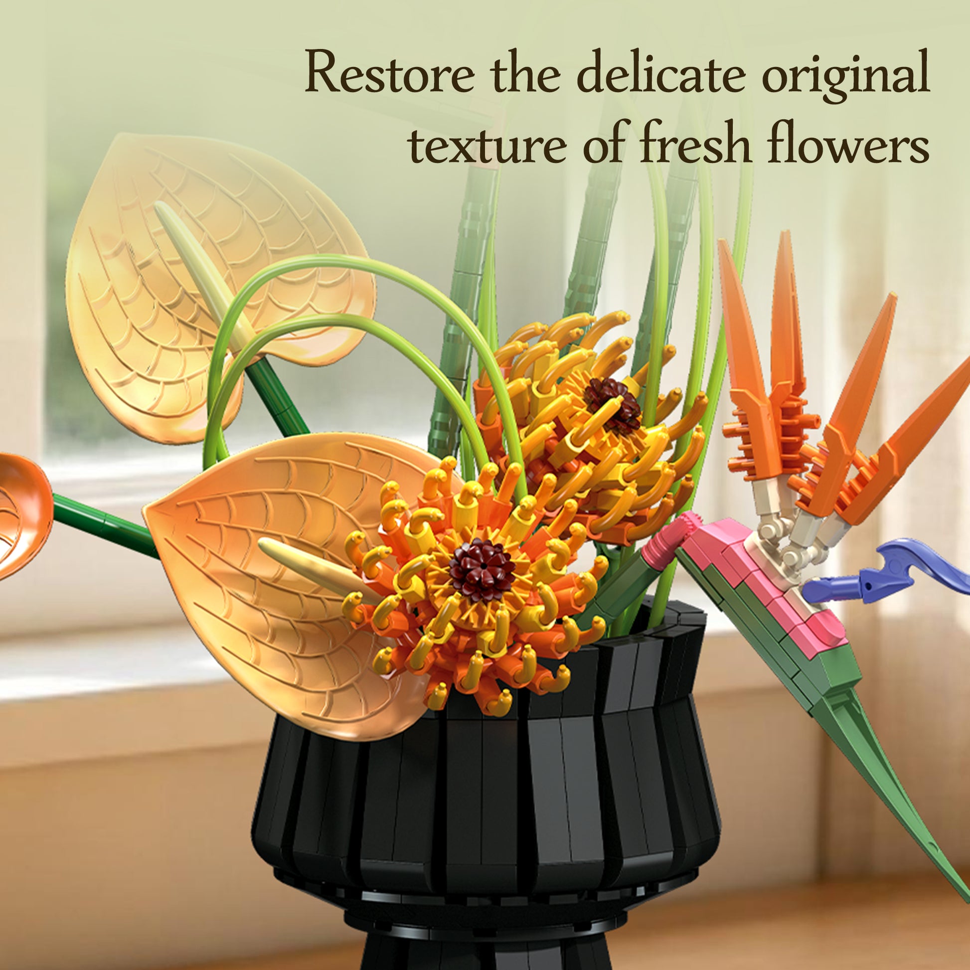 JIESTAR Tropical Bird of Paradise Flower Arrangement Building Set - X88056-3.jpg