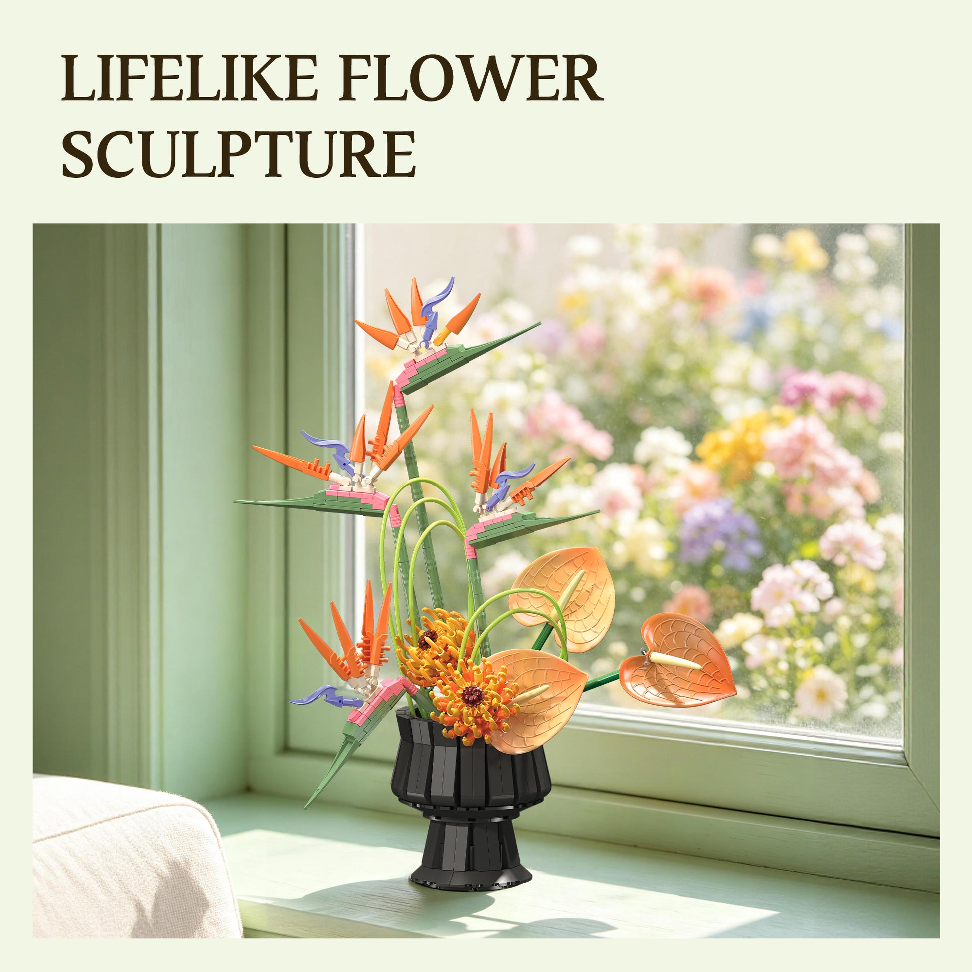JIESTAR Tropical Bird of Paradise Flower Arrangement Building Set - X88056-7.jpg