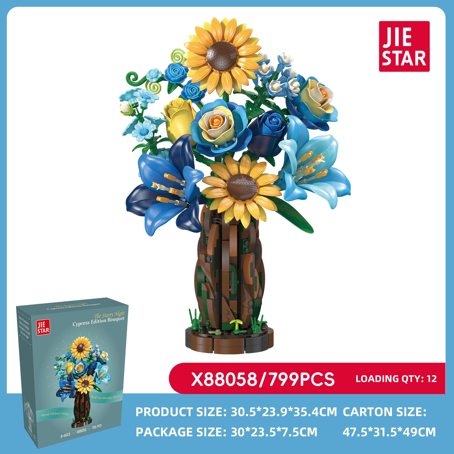 JIESTAR Cypress Bouquet Flower Arrangement Building Set SKU image - X88058-sku.jpg