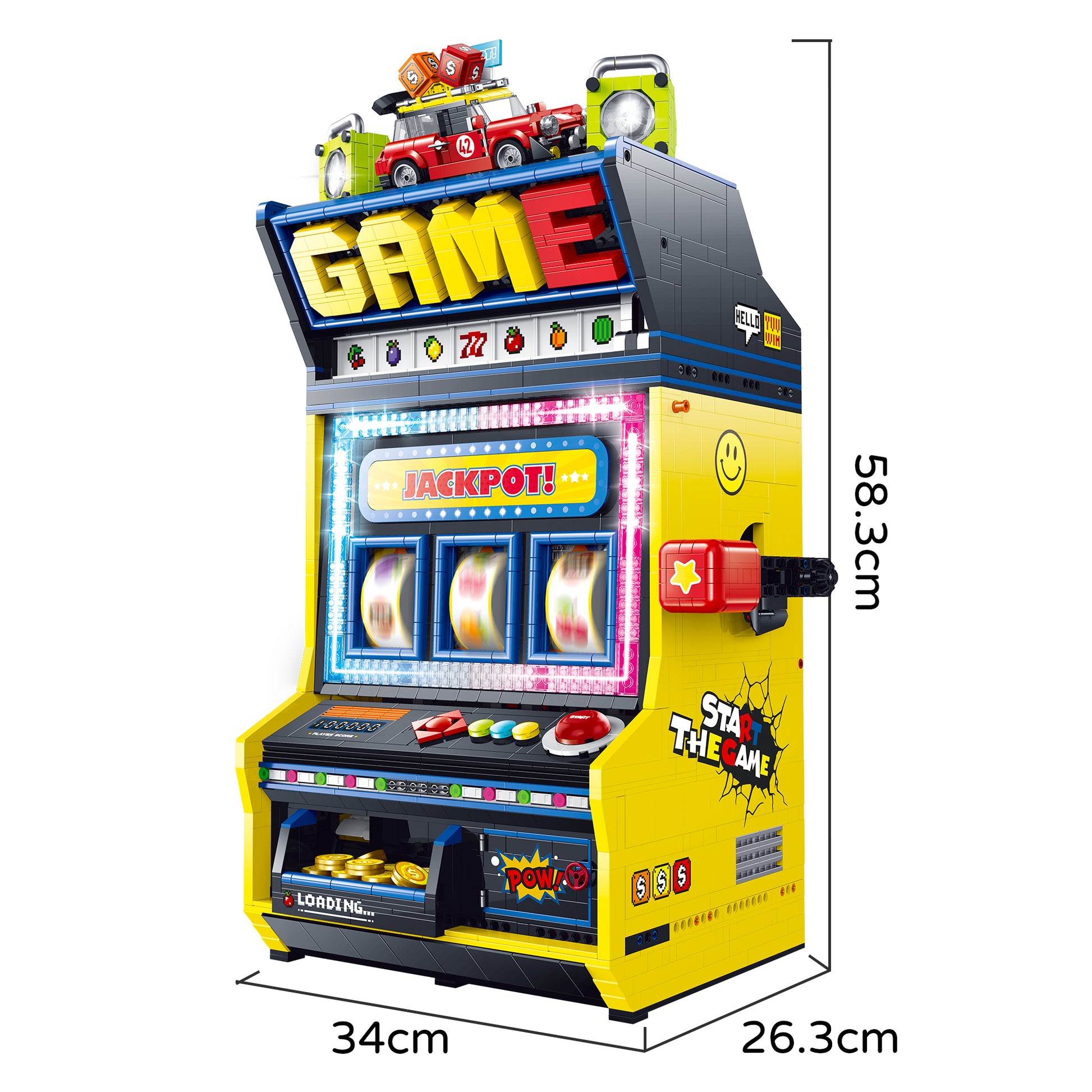 GULY Arcade Game Machine Building Set 60542 SKU image - 白底尺寸图.jpg