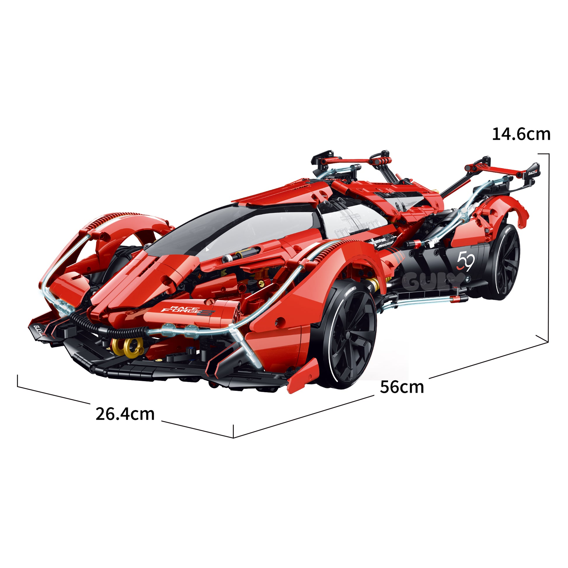 GULY 1:8 Remote-Control Drift Stunt Car Model Kit 10659 SKU image - 白底尺寸图.jpg