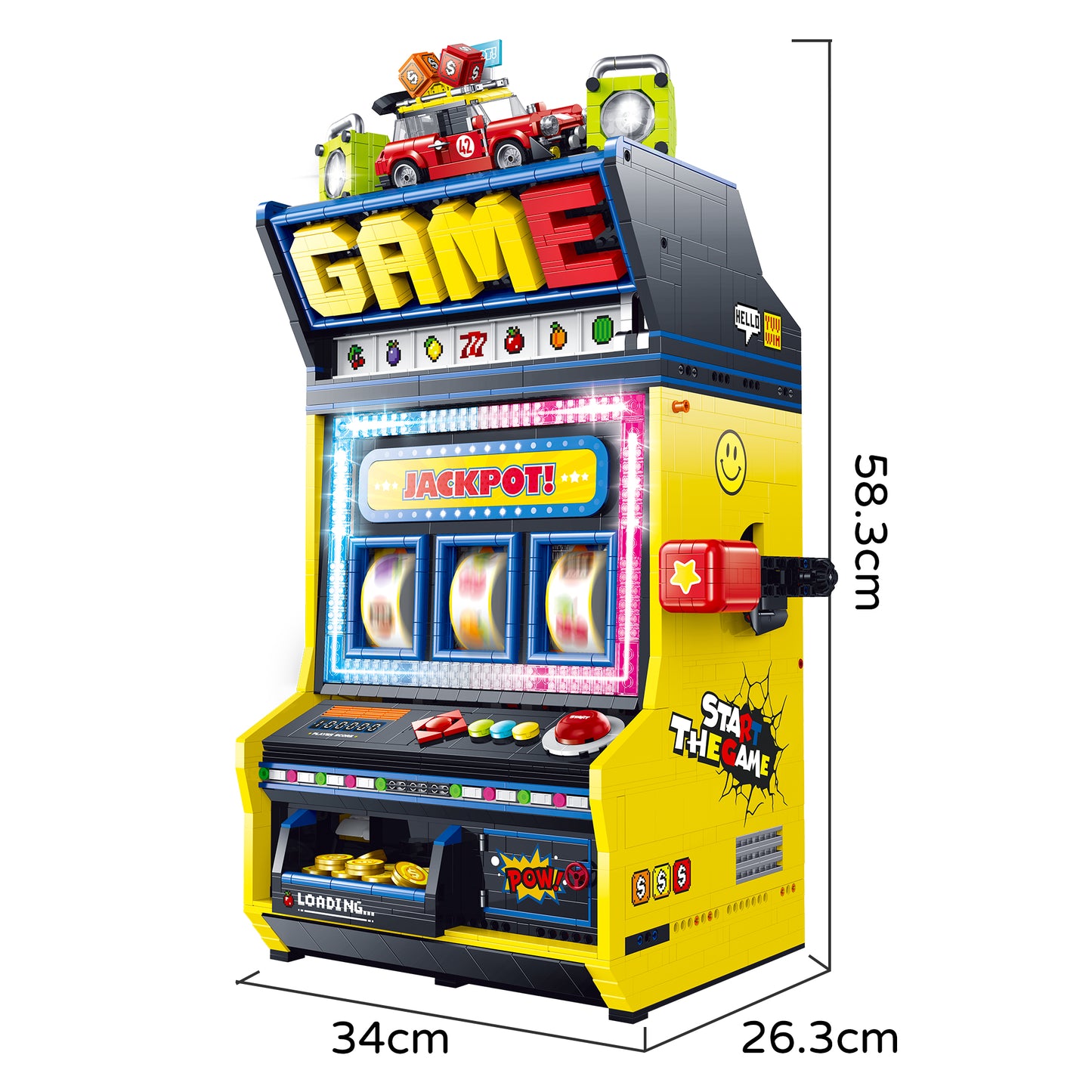 GULY Arcade Game Machine Building Set 60542 - 白底尺寸图.jpg
